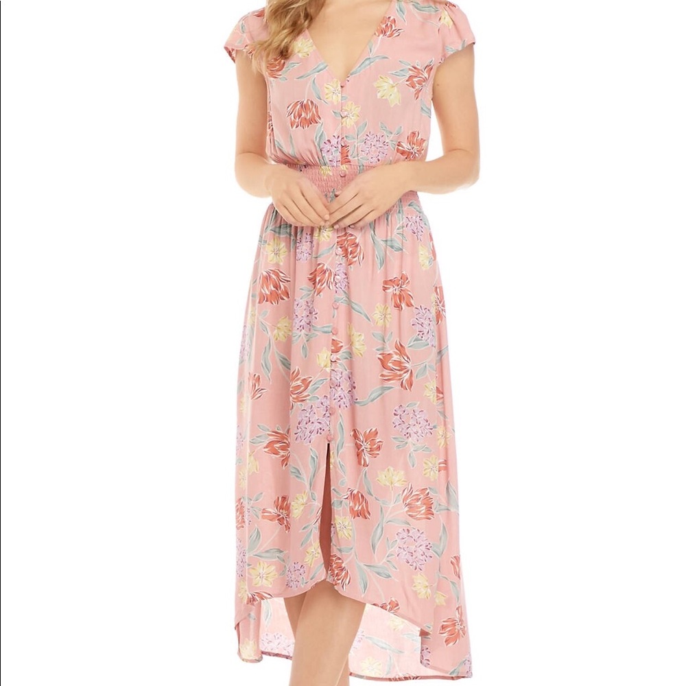 BeBop Junior’s Button Front Cap Sleeve Maxi Dress